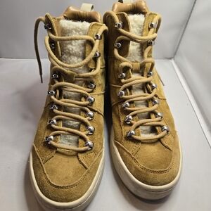 Marc Fisher Mally High Top Suede Sneaker- Medium Natural Size 7.5M
